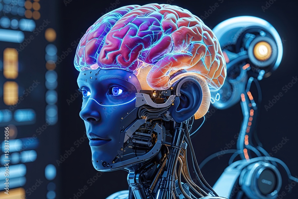 Poster virtual reality brain animation advancements in human interface and robotic cognition technology