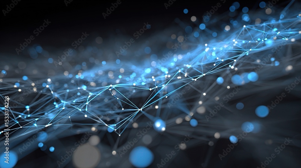 Poster abstract representation of connected dots and lines in digital space