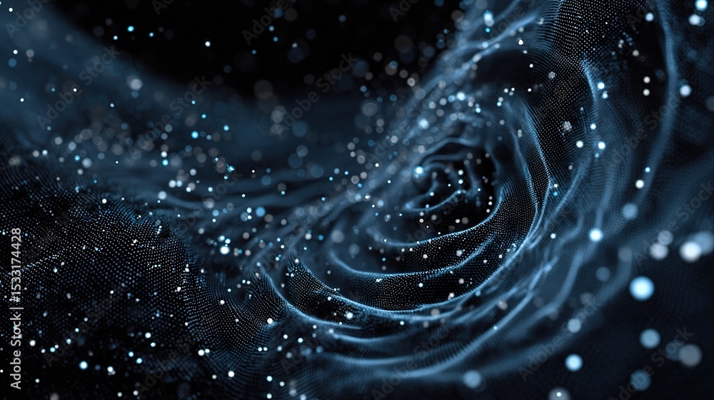 Poster abstract tech background with swirling data points and light effects