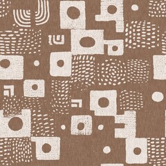 Calm scribble shape minimal shape seamless pattern. Gender neutral baby nursery natural brown linen decor background. Scandi style sketch doodle wallpaper in decorative kid fashion swatch. 