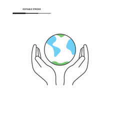 Planet Holding Hands Icon Vector Design.