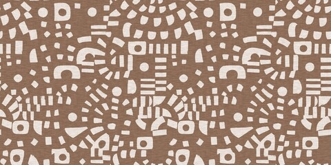 Calm scribble shape minimal shape seamless border pattern. Gender neutral baby nursery natural brown linen banner background. Scandi style sketch doodle wash tape edging trim. 