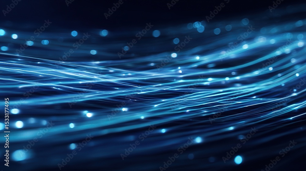 Poster blue flowing technology lines representing data streams in motion