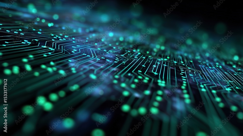 Poster abstract digital network mesh in tech with soft glowing effects