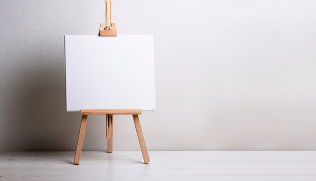 Empty Canvas on an Easel in a Bright Studio