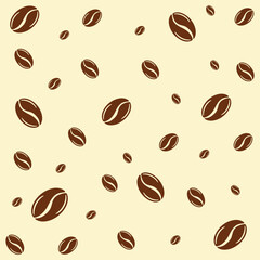 Seamless Coffee Bean Pattern Background Vector Design.