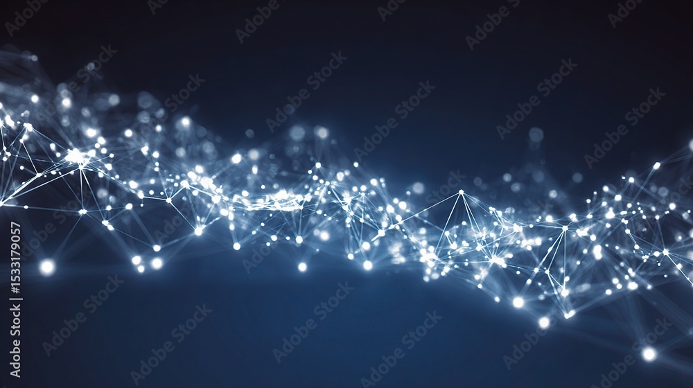 Poster futuristic glowing plexus effect with connection in dark background