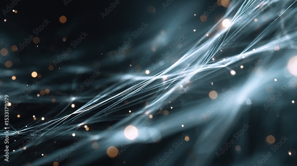 Poster subtle futuristic background with floating lines and glowing particles