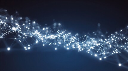 Fototapeta premium Futuristic Glowing Plexus Effect with Connection in Dark Background