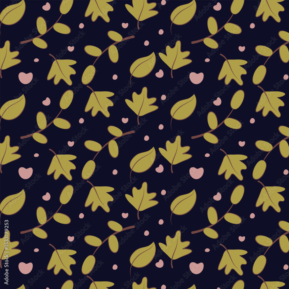 Poster seamless leaf pattern background vector design.