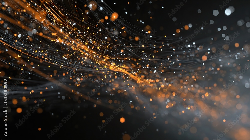 Poster abstract particle stream in 4k resolution with data lines and colors