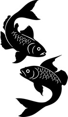 vector illustration of two fish, isolated on white