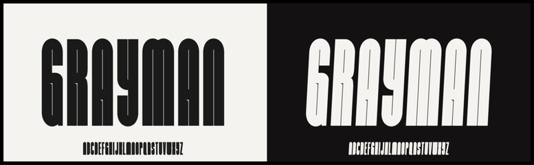 Condensed minimalist vector font. Sanserif alphabet with uppercase.