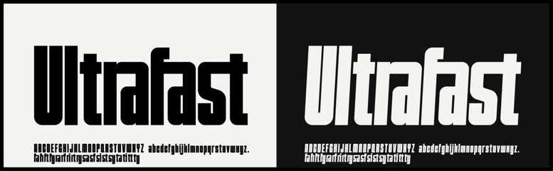 Condensed sans serif vector font. Alphabet with uppercase, lowercase and unique ligature. Elegant and modern typography. 