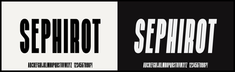 Condensed sans serif vector font. Alphabet with uppercase and number. 
