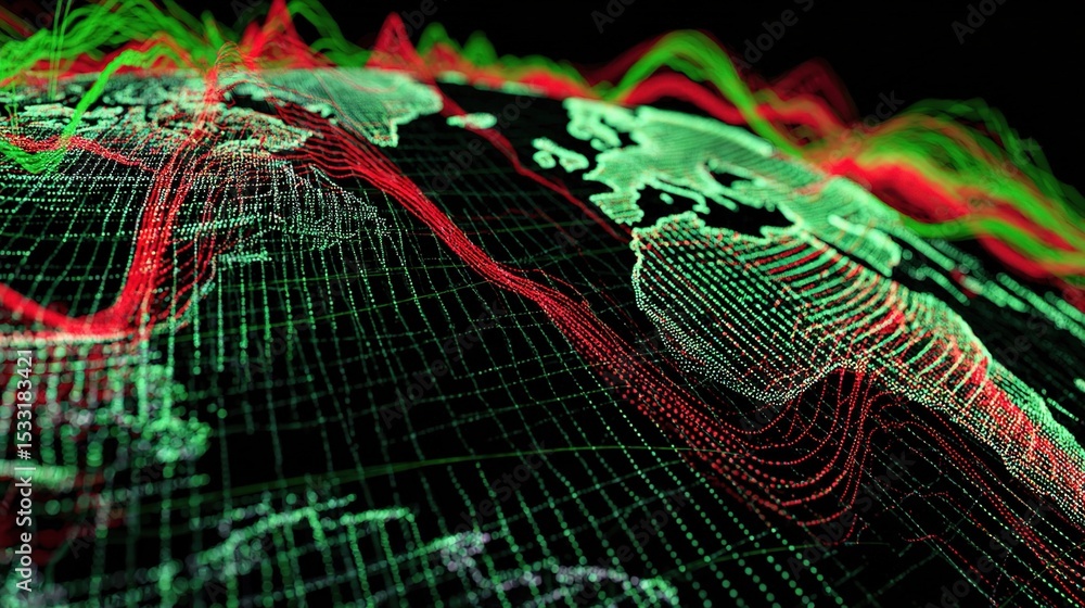 Poster dynamic network grid visualization of global data flow and connectivity