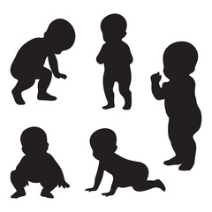 Children illustration silhouette for baby shower, gender reveal party. Stencil templates for design, cutting, sublimation printing