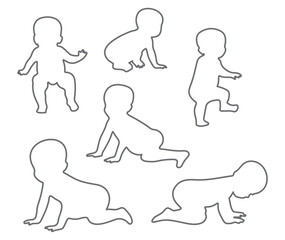 Baby, toddler, newborn, small kids, silhouette isolated