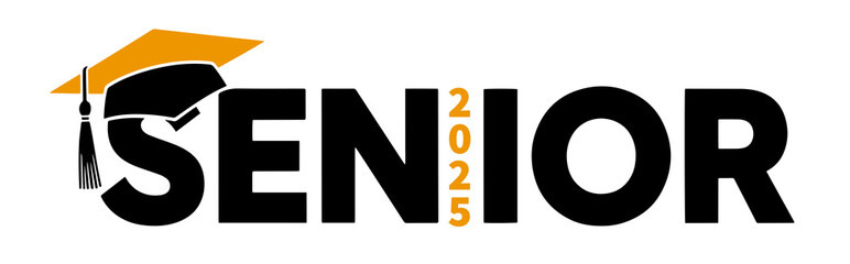 Seniors 2025 Vector T-Shirt Design – Orange on Black Background | Graduation Class of 2025 Typography Illustration | Senior Class – This Is Our Year

