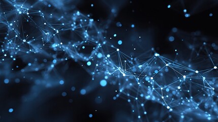 Abstract Blue Tech Backdrop with Interconnected Nodes and Points