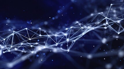 Luminous 3D Network Grid Connecting Paths in a Dark Background
