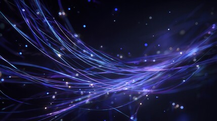 Vibrant Blue and Violet Optical Fiber Rendering with Light Effects