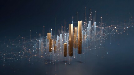 3D Floating Graph Bars with Investment Data Visualization