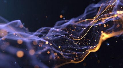 Abstract Swirling Neon Lines on Dark Background with Creative Energy
