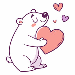 SVG art: A Silly Polar bear in a Valentine vibe with holding a heart, tinted with Valentine Blush tones