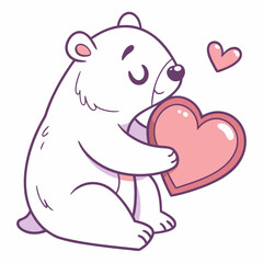 SVG art: A Silly Polar bear in a Valentine vibe with holding a heart, tinted with Valentine Blush tones