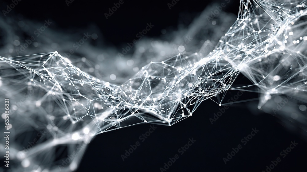 Poster abstract technology mesh of particles and lines in 3d space