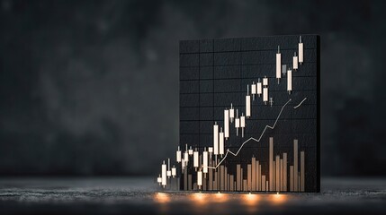 Abstract Financial Chart Illustrating Market Trends on a Dark Background