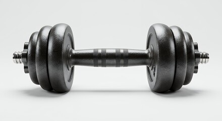 Black dumbbell on light gray background