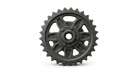 Dark gray industrial gear isolated on white background