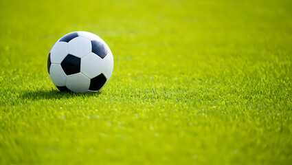 Fototapeta premium Close-Up of Football Resting on Lush Turf with No Markings