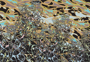 Ornamental floral and butterfly motifs for prints on T-shirts or interior solutions. Chaotic hawaiian elements for business concepts, covers, scrapbooking, fabrics, tiles, textiles and posters, etc.