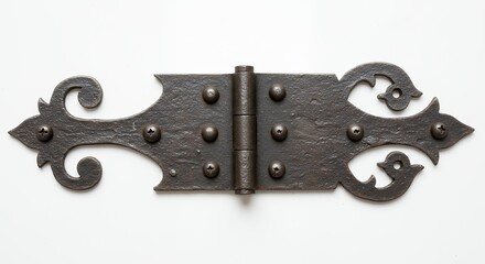 Obraz premium Ornate dark gray metal door hinge