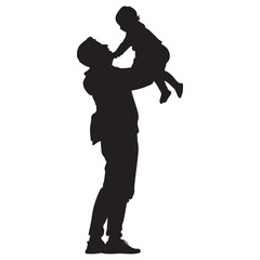 Father and Son Playing Together A Loving Moment Captured in Silhouette Style silhouette