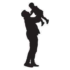 Father and Son Playing Together A Loving Moment Captured in Silhouette Style silhouette