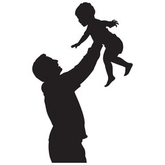 Father and Son Playing Together A Loving Moment Captured in Silhouette Style silhouette