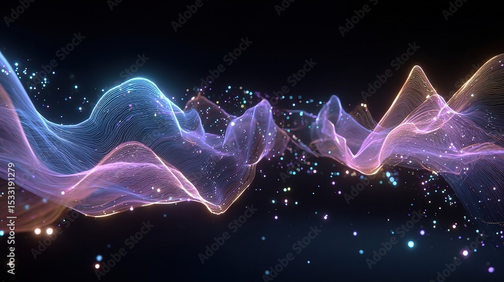 Aufkleber surreal neon waves pulsing in 3d abstract background