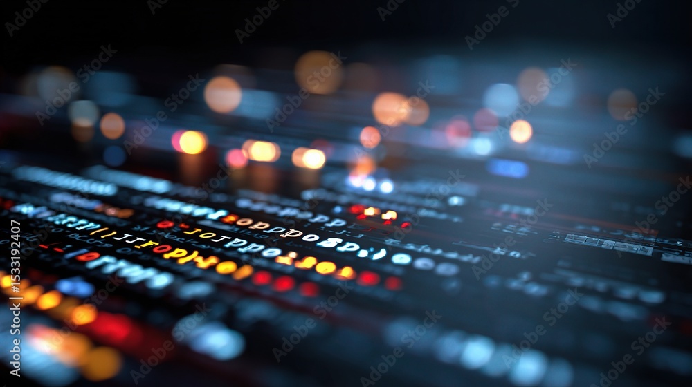 Poster abstract technology background with code and programming elements