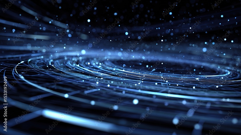 Poster futuristic hud concept with flowing blue data in abstract design