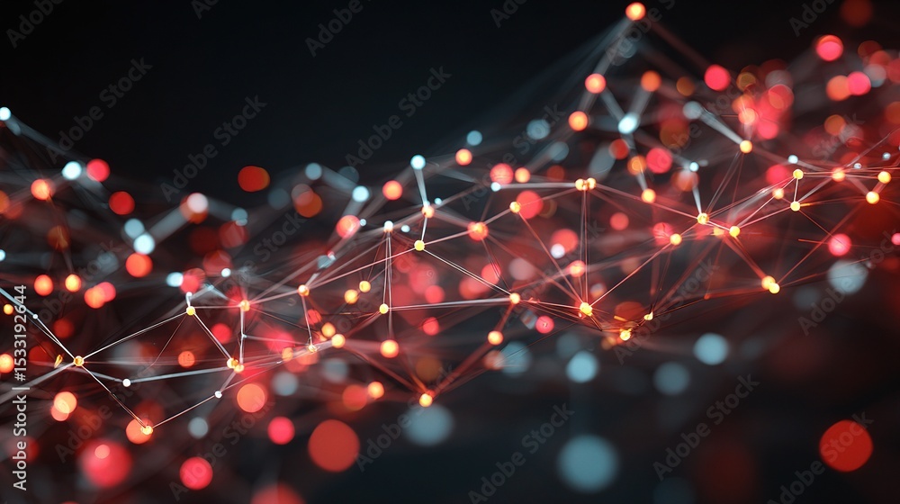 Poster vibrant futuristic network connecting dots in abstract design
