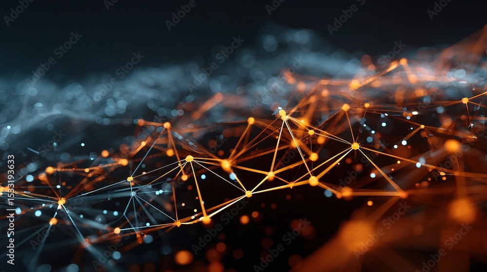 Fototapete 3D Animated Geometric Network Connection with High Tech Design
