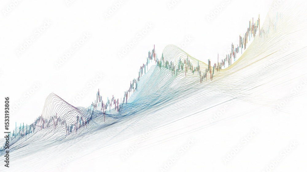 Poster translucent line graph illustration with ascending trend dynamics