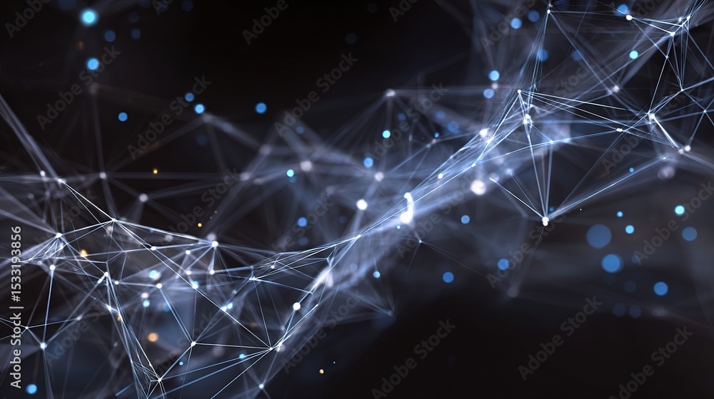 Aufkleber Abstract Vector Mesh Backdrop with Illuminated Lines and Points