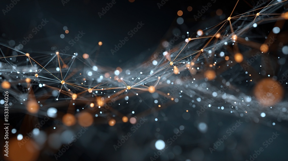Poster futuristic ai interface with translucent data nodes and connections