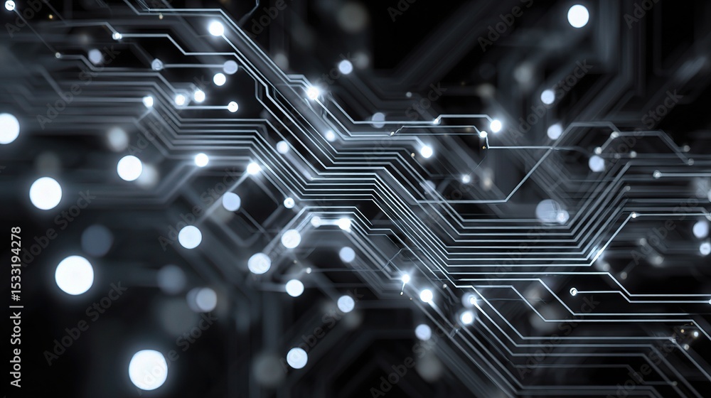 Aufkleber high contrast circuit diagram with transparent nodes and scale effects
