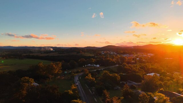 Aerial Drone View Over Beechwood, Rural Landscape in New South Wales, Australia. 4k footage, aerial view australia, drone photography nsw, beechwood aerial, rural landscape australia, new south wales 